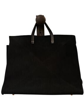 Clare V. Simple Tote Black Corduroy Leather Handles